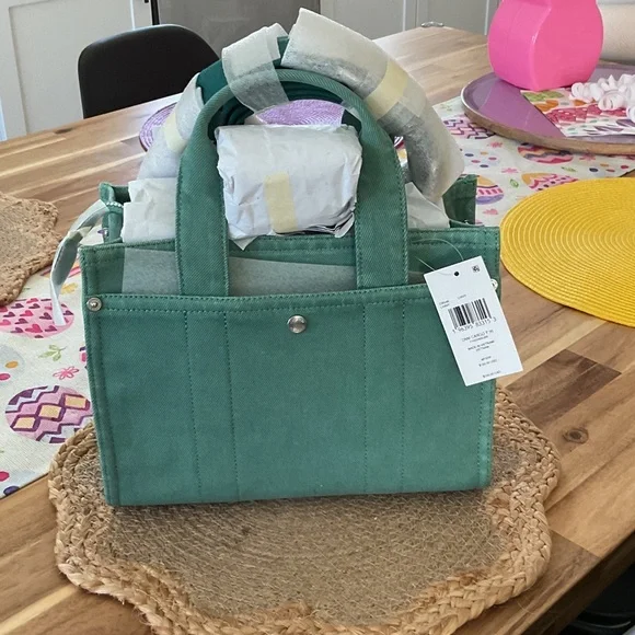 Coach Teal Canvas Tote Bag - Picture 3 of 6